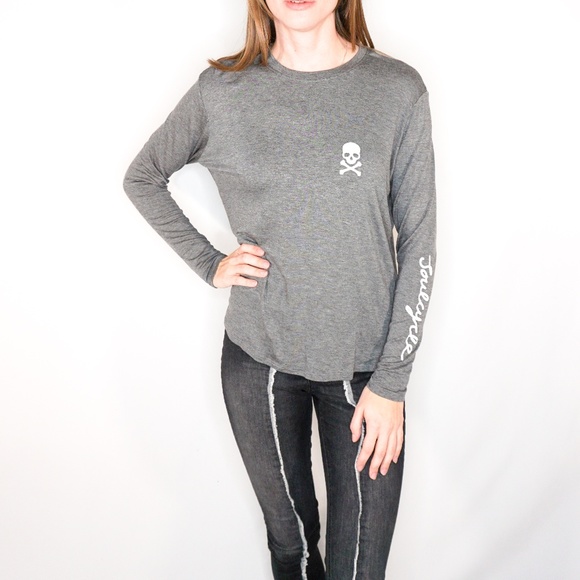 soulcycle Tops - SOULCYCLE Avenue Long Sleeve Grey T-Shirt Skull